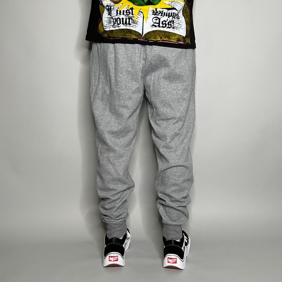 Puma Joggers Light Grey Cotton Sweatpants Subtle Logo Baggy Fit - Picture 3 of 4